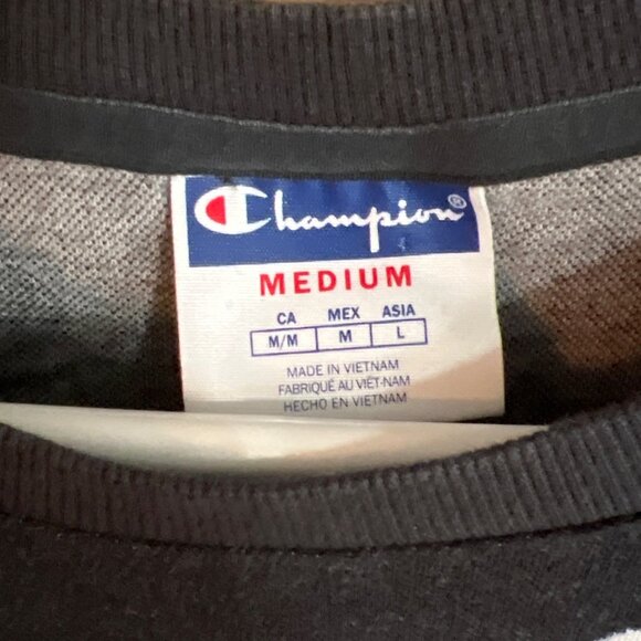 Champion Black Crewneck T-Shirt With Allover Logo Print Medium - Picture 3 of 5